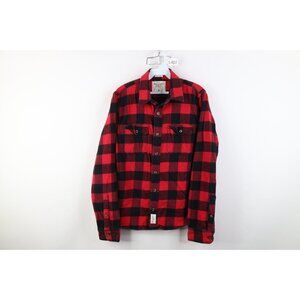 Vtg 90s Y2K Abercrombie & Fitch Mens M Muscle Heavy Flannel Button Shirt Plaid